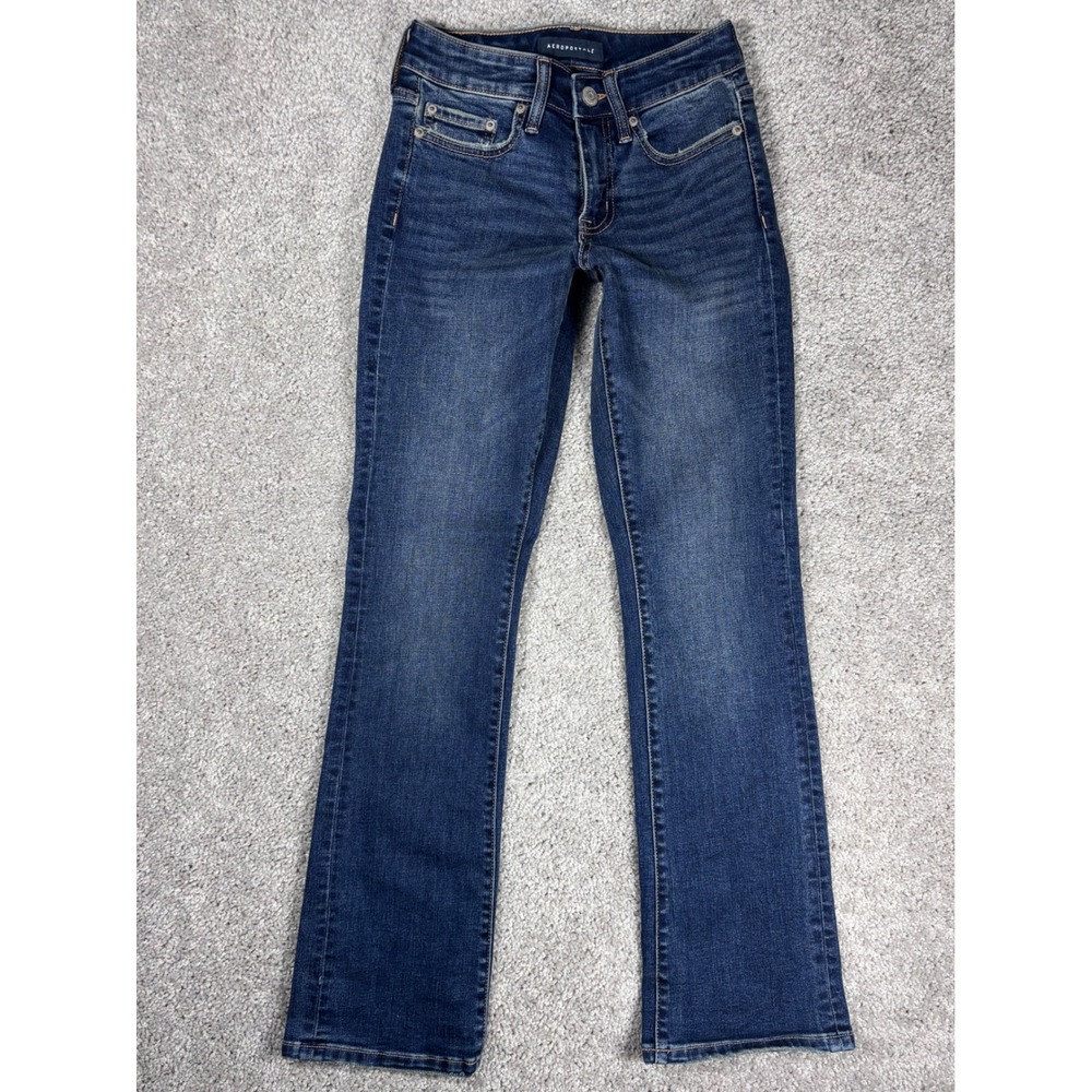 Aeropostale Womens Mid Rise Bootcut Jeans Blue Wash Size 000 REG